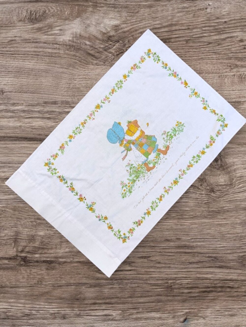 Vintage Holly Hobbie 70s Morgan Jones Girl Pillowcase Floral Cottagecore Bedroom